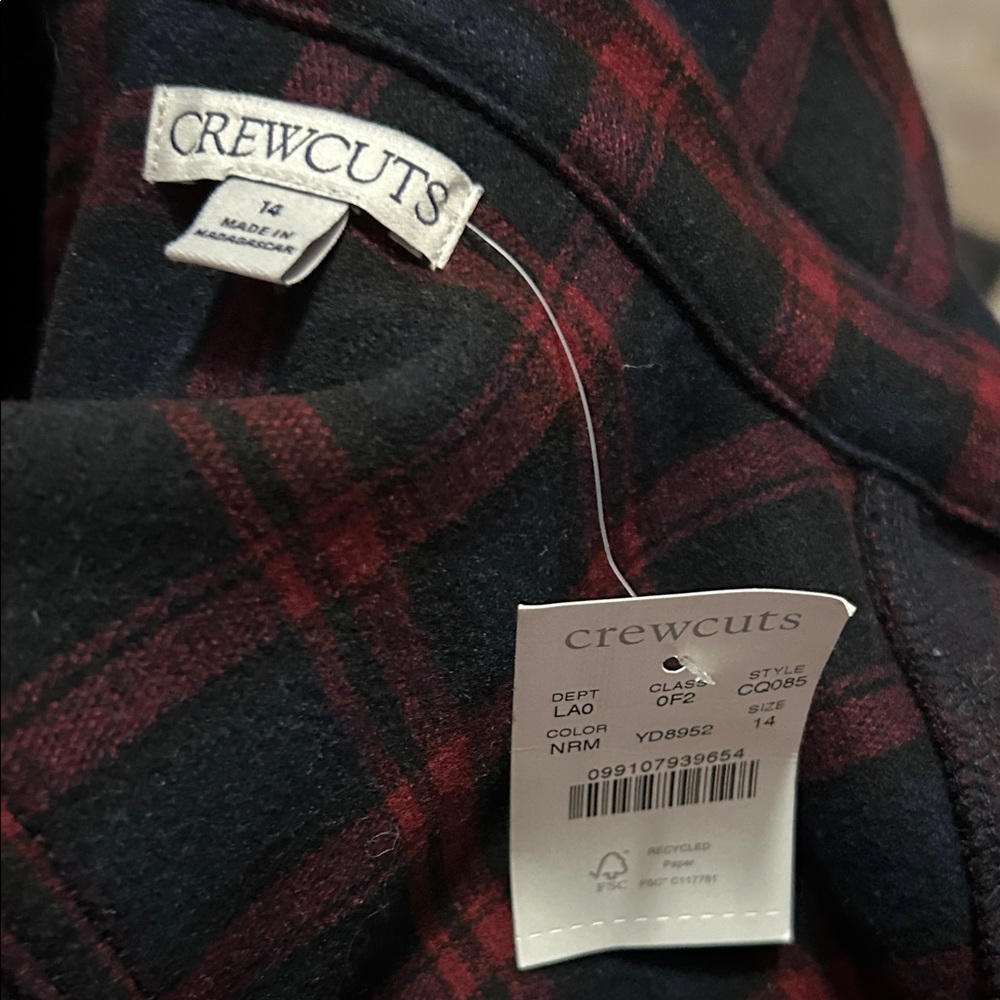 Crewcuts Kids' heavyweight Seaboard soft-knit shirt in navy plaid size 14 - Picture 5 of 6